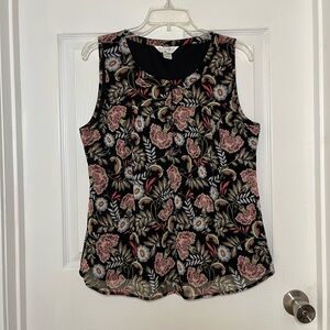 Christopher & Banks Black and Pink Floral Sleeveless Blouse